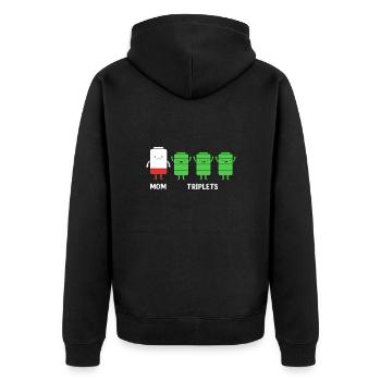 Drilling Mutter Mama - Unisex Premium Bio Zip Hoodie - Schwarz - Hinten - Nico (187cm)