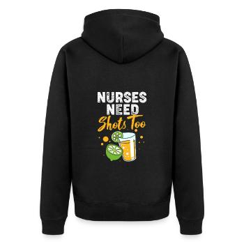 Krankenpfleger Krankenhaus Pfleger - Unisex Premium Bio Zip Hoodie - Schwarz - Hinten - Nico (187cm)
