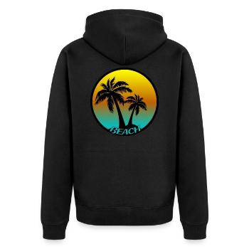 Beach Beach Beach - Unisex Premium Bio Zip Hoodie - Schwarz - Hinten - Nico (187cm)