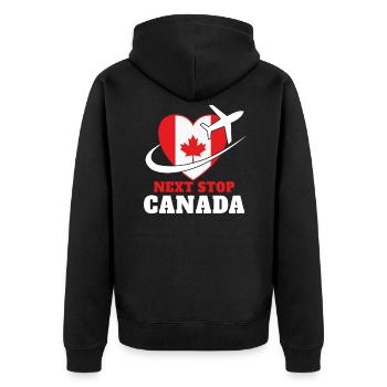 Geschenk Backpacking Geburtstag Kanada Reise Gesch - Unisex Premium Bio Zip Hoodie - Schwarz - Hinten - Nico (187cm)