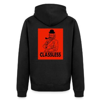 Karl Marx Classless - Unisex Premium Bio Zip Hoodie - Schwarz - Hinten - Nico (187cm)
