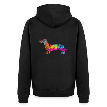 Teckel Dachshund Flowers - Veste à capuche bio Premium Unisexe - noir - Dos - Nico (187cm)