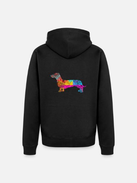 Dackel Dachshund Flowers - Unisex Premium Organic Zip Hoodie - black