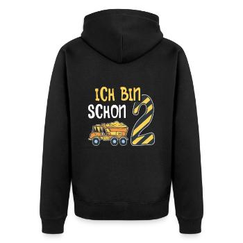 2. Geburtstag Junge 2 Jahre alt Baustelle Kipper - Unisex Premium Bio Zip Hoodie - Schwarz - Hinten - Nico (187cm)