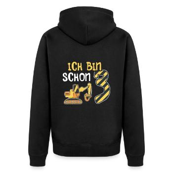 Baggerfahrer 3. Geburtstag Kinder 3 Jahre Bagger - Unisex Premium Bio Zip Hoodie - Schwarz - Hinten - Nico (187cm)