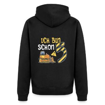Planierraupe 5. Geburtstag Junge Bauarbeiter - Unisex Premium Bio Zip Hoodie - Schwarz - Hinten - Nico (187cm)