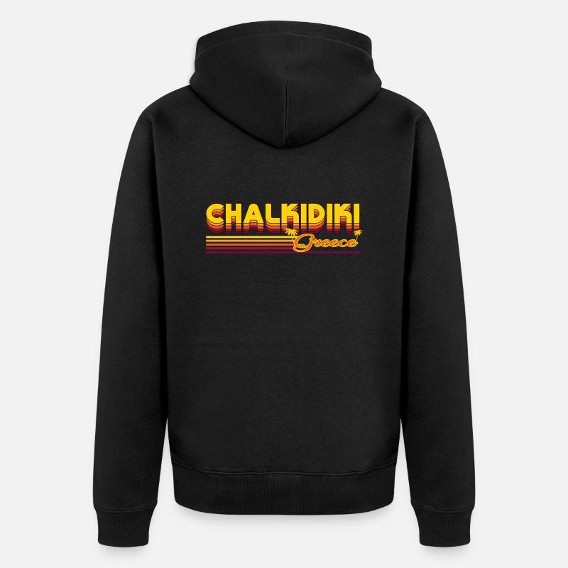 Chalcidique : Design rétro estival - Veste à capuche bio Premium Unisexe - noir