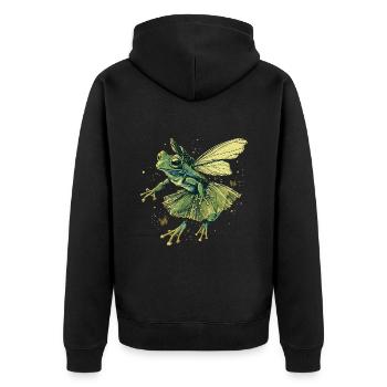 Ballett Frosch Märchen Amphibie Fantasie Tier - Unisex Premium Bio Zip Hoodie - Schwarz - Hinten - Nico (187cm)
