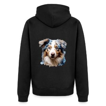 Austrailianischer Schäferhund - Unisex Premium Bio Zip Hoodie - Schwarz - Hinten - Nico (187cm)