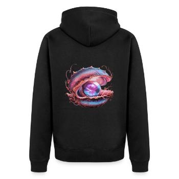 Perle für einen Strandmuschel Liebhaber - Unisex Premium Bio Zip Hoodie - Schwarz - Hinten - Nico (187cm)