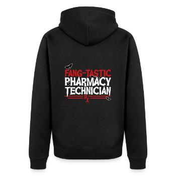 PTA Halloween - Unisex Premium Bio Zip Hoodie - Schwarz - Hinten - Nico (187cm)