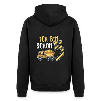 5. Geburtstag Junge 5 Jahre alt Baustelle Kipper - Unisex Premium Bio Zip Hoodie - Schwarz - Hinten - Nico (187cm)