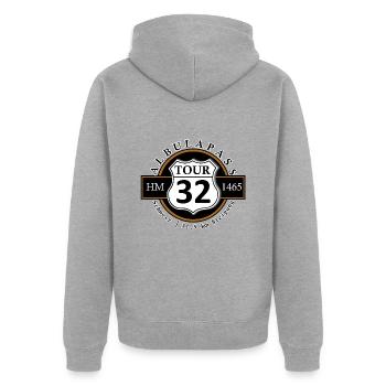 Radtour Rennrad Alpenpass Albulapass - Unisex Premium Bio Zip Hoodie - Grau meliert - Hinten - Nico (187cm)