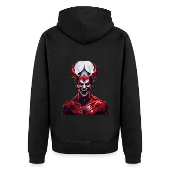 Gruseliges Halloween-partykostüm Dämon - Unisex Premium Bio Zip Hoodie - Schwarz - Hinten - Nico (187cm)