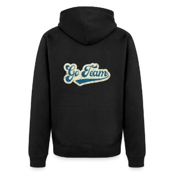 Go Team - Unisex Premium Organic Zip Hoodie - black - Back - Nico (187cm)