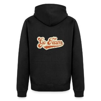 Go Team - Unisex Premium Organic Zip Hoodie - black - Back - Nico (187cm)