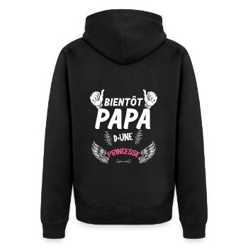 Bientot papa d'une princesse Future Naissance - Veste à capuche bio Premium Unisexe - noir - Dos - Nico (187cm)
