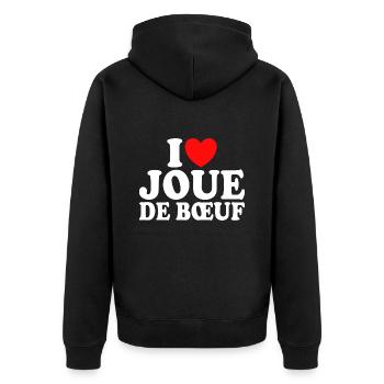 Boucher I Love Joue De Boeuf - Veste à capuche bio Premium Unisexe - noir - Dos - Nico (187cm)