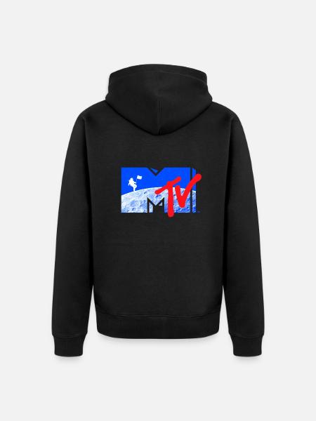 MTV Logo Cool Dessin De La Lune Avec L'Astronaute - Veste à capuche bio Premium Unisexe - noir