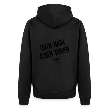 Überflüssige Weisheit Designs - Unisex Premium Bio Zip Hoodie - Schwarz - Hinten - Nico (187cm)