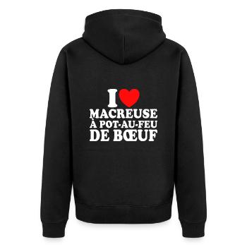 Boucher I Love Macreuse À Pot-Au-Feu De Boeuf - Veste à capuche bio Premium Unisexe - noir - Dos - Nico (187cm)