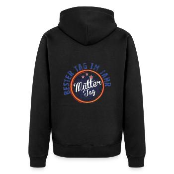 Muttertag! - Unisex Premium Bio Zip Hoodie - Schwarz - Hinten - Nico (187cm)