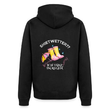 Shietwetter ich tanz im Regen Regenwetter Motiv - Unisex Premium Bio Zip Hoodie - Schwarz - Hinten - Nico (187cm)