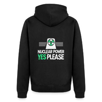 Kernenergie Ja Bitte - Pro Saubere Energie - Unisex Premium Bio Zip Hoodie - Schwarz - Hinten - Nico (187cm)
