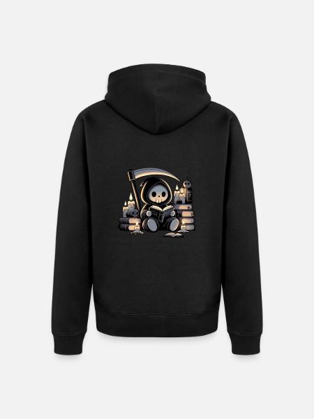 Mignon Grim Reaper Amateur de livres - Veste à capuche bio Premium Unisexe - noir