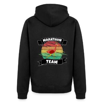 Marathon - Unisex Premium Bio Zip Hoodie - Schwarz - Hinten - Nico (187cm)