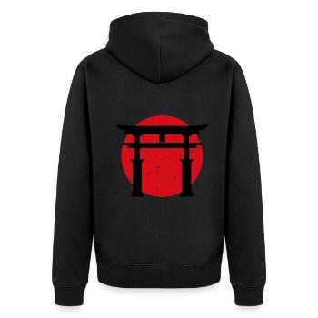 Kyoto Japon Sanctuaire Cadeau Voyage Design Shinto - Veste à capuche bio Premium Unisexe - noir - Dos - Nico (187cm)