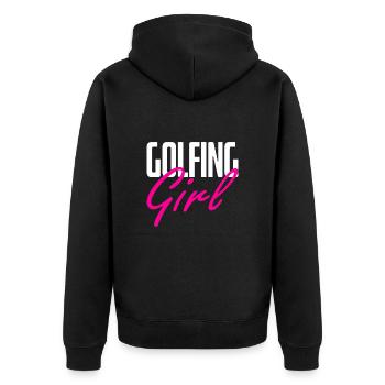 Golf Golfer Skills Golfspieler Golfen - Unisex Premium Bio Zip Hoodie - Schwarz - Hinten - Nico (187cm)