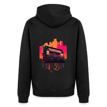 Retro Mixtape - Unisex Premium Bio Zip Hoodie - Schwarz - Hinten - Nico (187cm)