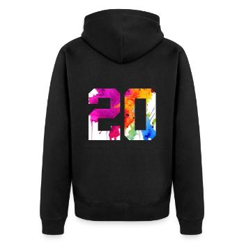 NUMÉRO 20 ANS 20ÈME ANNIVERSAIRE - Veste à capuche bio Premium Unisexe - noir - Dos - Nico (187cm)