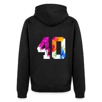 NUMMER 40 JAHRE ALT 40. GEBURTSTAG - Unisex Premium Bio Zip Hoodie - Schwarz - Hinten - Nico (187cm)