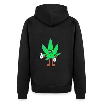 Der Bloom - Weed Cannabis Stoned Hanf Marihuana - Unisex Premium Bio Zip Hoodie - Schwarz - Hinten - Nico (187cm)