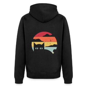 Drôle de chat dans un style rétro - Veste à capuche bio Premium Unisexe - noir - Dos - Nico (187cm)