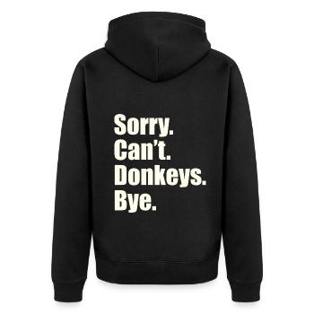 Esel - Unisex Premium Bio Zip Hoodie - Schwarz - Hinten - Nico (187cm)