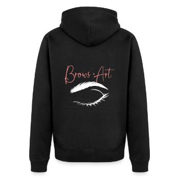 Microblading Make-up Kosmetik Kosmetikerin - Unisex Premium Bio Zip Hoodie - Schwarz - Hinten - Nico (187cm)