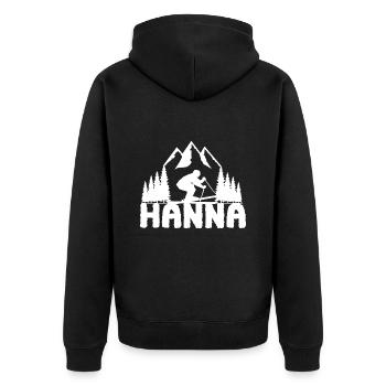 Ski Skifahrerin Vorname Hanna Name Skier - Unisex Premium Bio Zip Hoodie - Schwarz - Hinten - Nico (187cm)