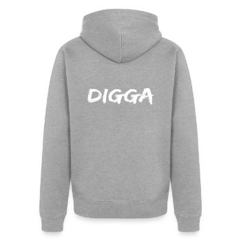 Conception de Digga - Veste à capuche bio Premium Unisexe - gris chiné - Dos - Nico (187cm)