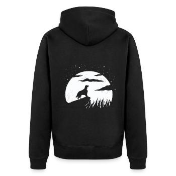 English Setter und Mountain - Unisex Premium Bio Zip Hoodie - Schwarz - Hinten - Nico (187cm)