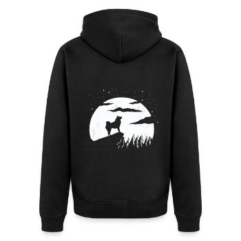 Finnischer Spitz und Berg - Unisex Premium Bio Zip Hoodie - Schwarz - Hinten - Nico (187cm)
