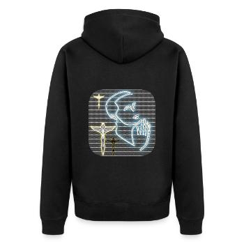 Amen (Beten) - Club WoW - Unisex Premium Bio Zip Hoodie - Schwarz - Hinten - Nico (187cm)