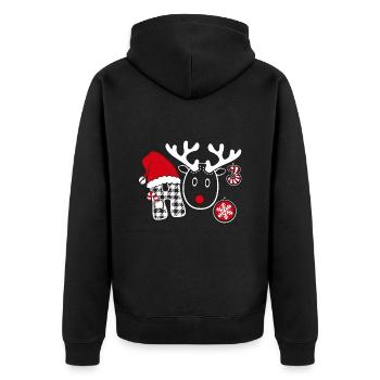 Ho Ho Ho Ugly Christmas Sweater ho hoch drei - Unisex Premium Bio Zip Hoodie - Schwarz - Hinten - Nico (187cm)