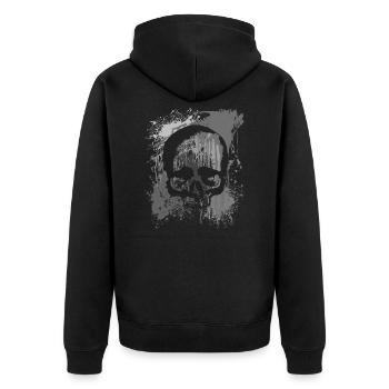 Crâne sur des taches de couleur | Taches de crâne - Veste à capuche bio Premium Unisexe - noir - Dos - Nico (187cm)