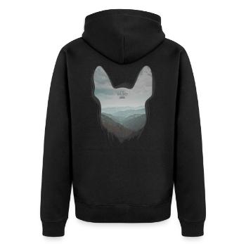 Bully Hills - Französische Bulldogge Silhouette - Unisex Premium Bio Zip Hoodie - Schwarz - Hinten - Nico (187cm)