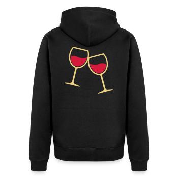 Zwei Weingläser anstoßen - Unisex Premium Bio Zip Hoodie - Schwarz - Hinten - Nico (187cm)
