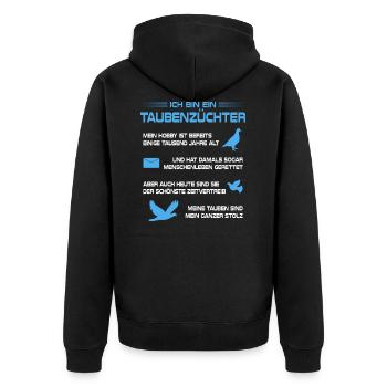 Taubenzüchter Taubenzucht Tauben Geschenk - Unisex Premium Bio Zip Hoodie - Schwarz - Hinten - Nico (187cm)