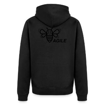 Be(e) Agile - Unisex Premium Bio Zip Hoodie - Schwarz - Hinten - Nico (187cm)